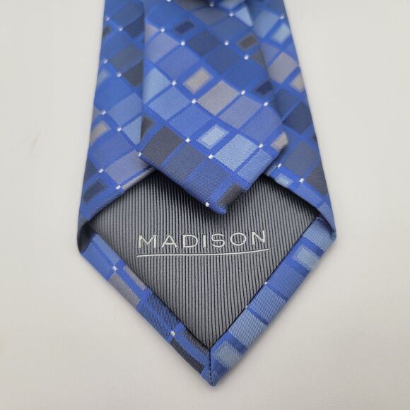 Madison Embroidered Silk Tie Blue OS - Picture 2 of 6